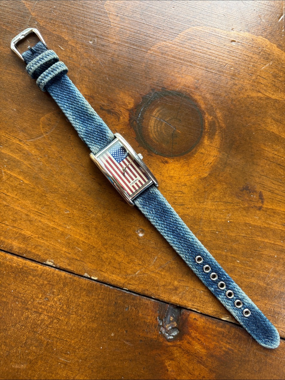 FOSSIL American US Flag Denim Band
